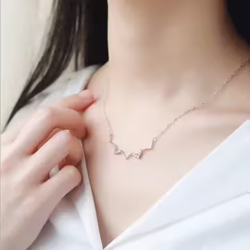 925銀飾×波浪V字晶鑽×鎖骨項鍊