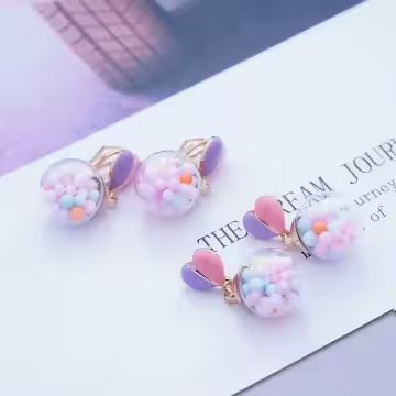 繽樂愛心糖果圓珠×吊墜耳環