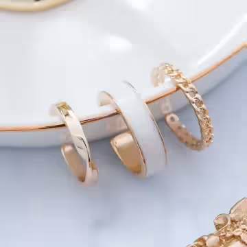 白寬扭結鍊條×三套件戒指組