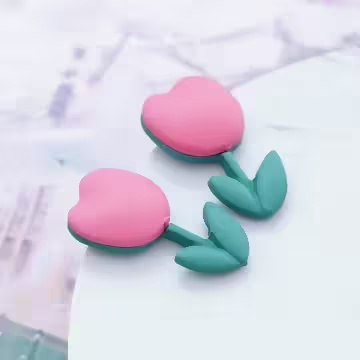 粉紅鬱金香×吊墜耳環