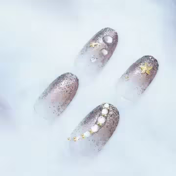 星空駝灰透明漸層亮面×穿戴式手指甲片×二十四入