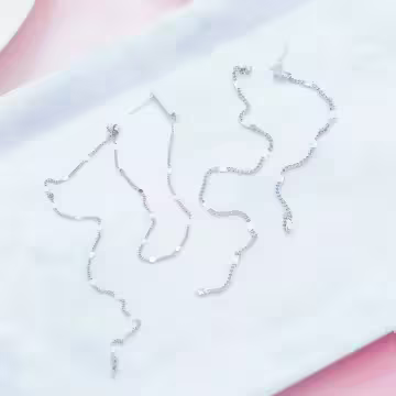 排鑽超長鍊條×後掛式不對稱耳環