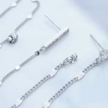 排鑽超長鍊條×後掛式不對稱耳環