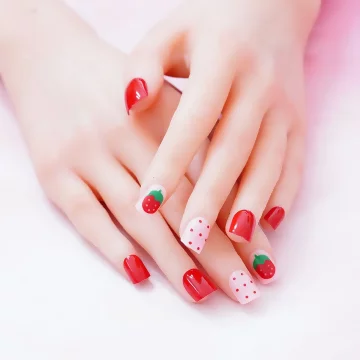 紅草莓甜心亮面×穿戴式手指甲片×二十四入 .avif