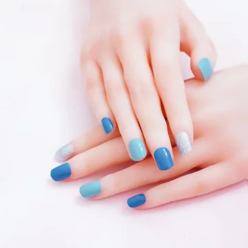 蔚藍系銀蔥亮面×穿戴式手指甲片×二十四入 .avif