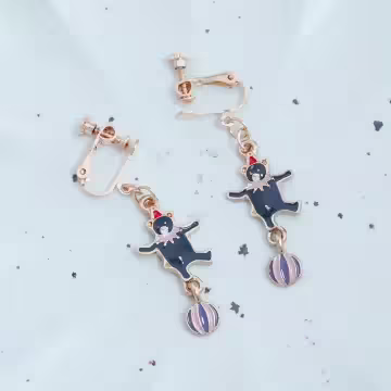 馬戲團小熊×吊墜螺旋耳夾×共二色