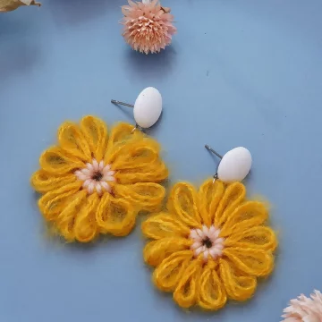 毛線編織小花×吊墜耳環×共二色.avif