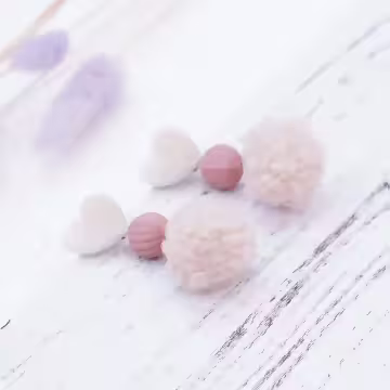 植絨愛心燈籠毛球×吊墜耳環