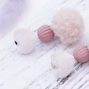 植絨愛心燈籠毛球×吊墜耳環