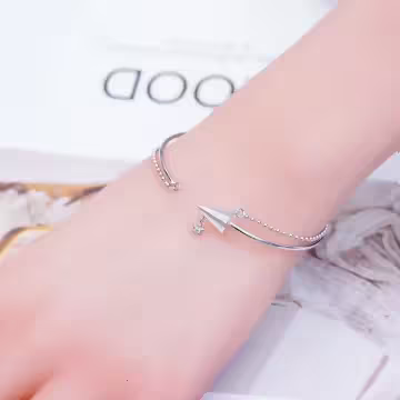 925銀飾×紙飛機雙層珠鍊×開口手環