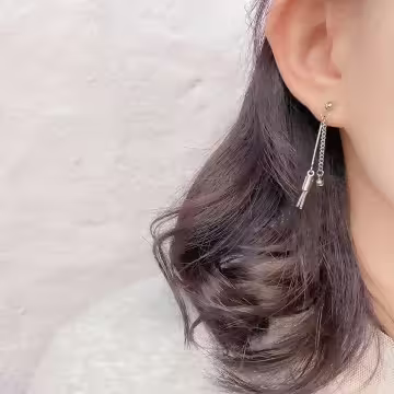 鍊條直桿流蘇×吊墜耳環