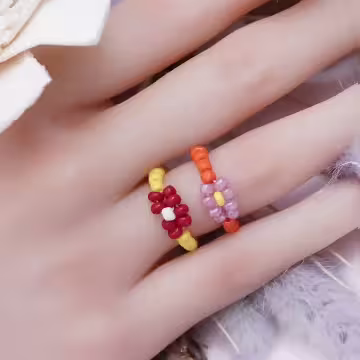 簡約小花串珠×五套件戒指組