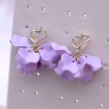 愛心紫花裙擺×吊墜耳環