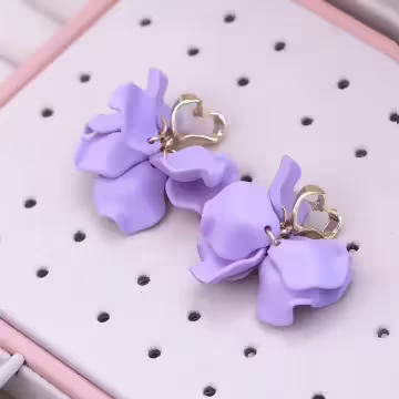 愛心紫花裙擺×吊墜耳環
