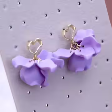 愛心紫花裙擺×吊墜耳環
