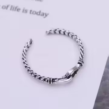 925銀飾×繩索結×開口戒指