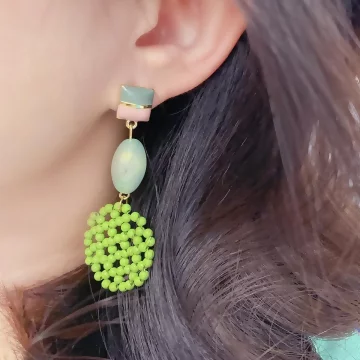 綠串珠珠薄荷糖×吊墜耳環.avif