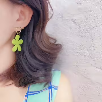 打結愛心小綠花×吊墜耳環