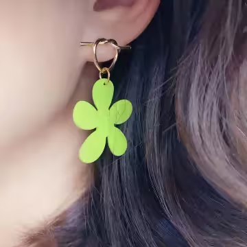 打結愛心小綠花×吊墜耳環