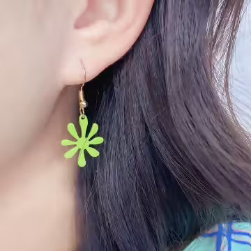 棕梠小綠葉×吊墜耳勾