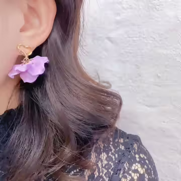愛心紫花裙擺×吊墜耳環