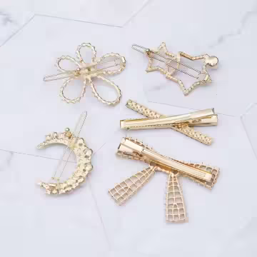 晶鑽滿天星蝴蝶花朵月亮×五套件髮夾組