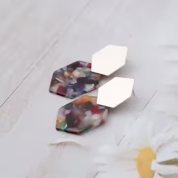 炫彩斑爛六角型×吊墜耳環