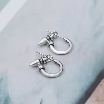 925銀針×子彈C字鉚釘×吊墜耳環