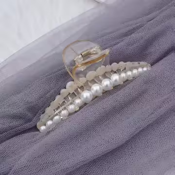 一字氣質珍珠×鯊魚髮夾