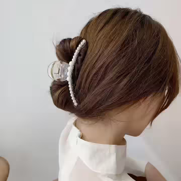 一字氣質珍珠×鯊魚髮夾