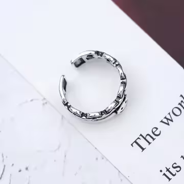 925銀飾×雙層笑臉鍊條×開口戒指