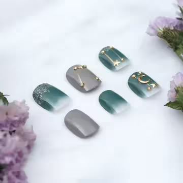 宇宙星象銀粉亮面×穿戴式手指甲片×二十四入