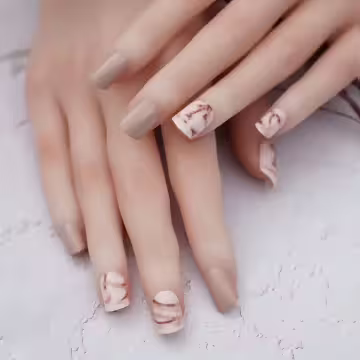 奶茶大理石紋亮面×穿戴式手指甲片×二十四入