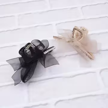 法式水鑽薄紗蝴蝶結×鯊魚髮夾×共二色