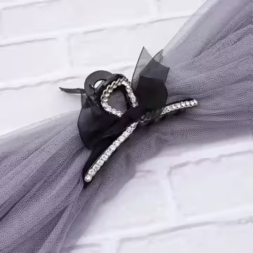 法式水鑽薄紗蝴蝶結×鯊魚髮夾×共二色