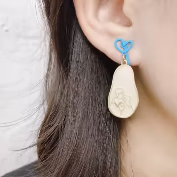 我的戀人撞色愛心×不對稱吊墜耳環
