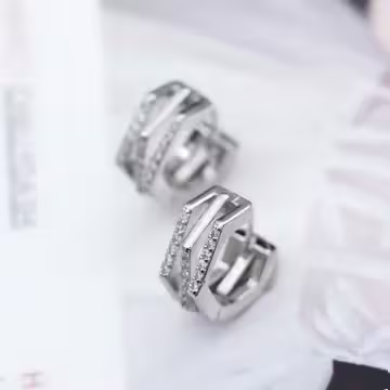 925銀針×不規則六角晶鑽×耳扣