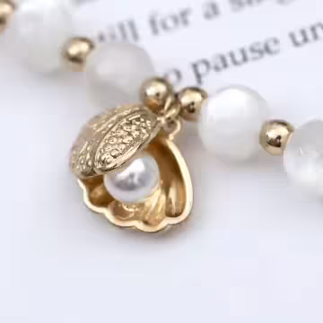 貓眼石貝殼珍珠×抽拉式手鍊