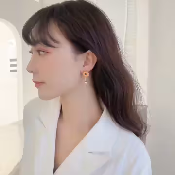 搞怪南瓜珍珠×後掛式耳環