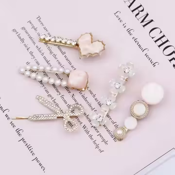 粉嫩貝殼花小剪刀×五套件髮夾組