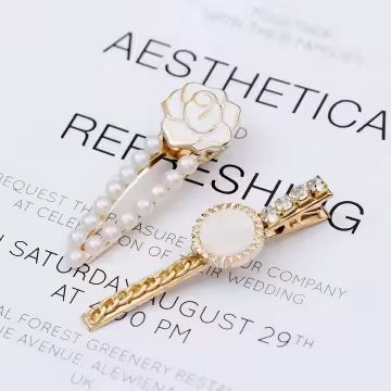 白玫瑰氣質晶鑽×五套件髮夾組