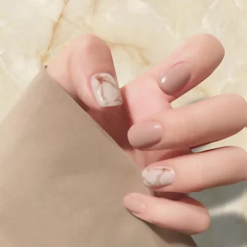 奶茶大理石紋亮面×穿戴式手指甲片×二十四入 .avif