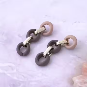 棕咖三環相扣×吊墜耳環