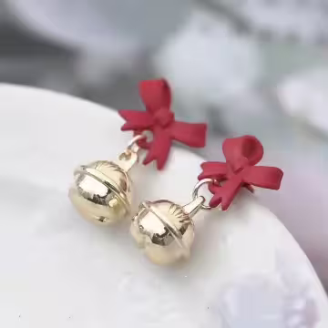 紅領結小鈴鐺×吊墜耳環