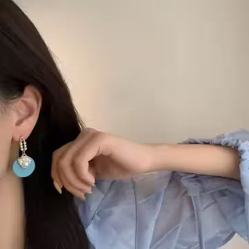 萌貓肉蹼馬卡龍珍珠×不對稱吊墜耳環