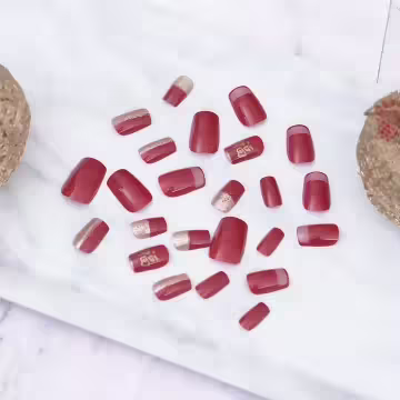 福到金蔥喜氣紅亮面×穿戴式手指甲片×二十四入