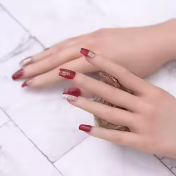 福到金蔥喜氣紅亮面×穿戴式手指甲片×二十四入