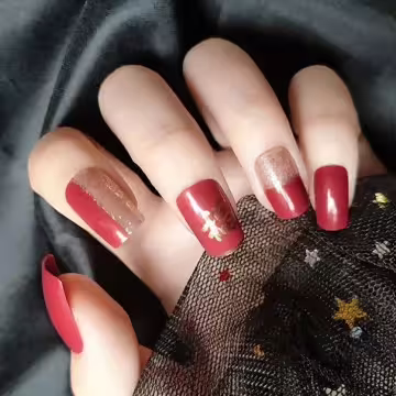 福到金蔥喜氣紅亮面×穿戴式手指甲片×二十四入