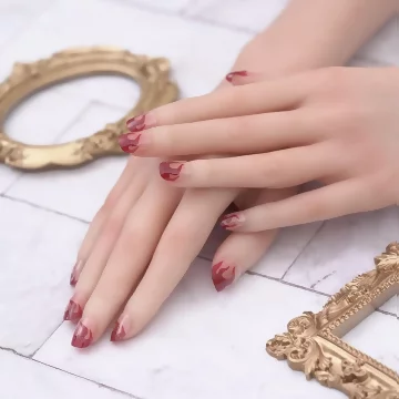 熱情紅火焰透粉亮面×穿戴式手指甲片×二十四入 .avif
