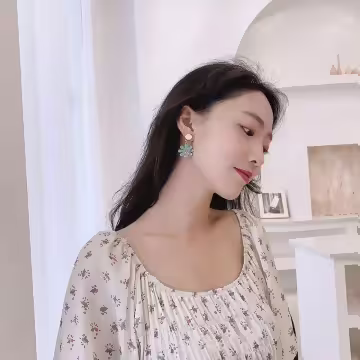 綠色雛菊小花×吊墜耳環